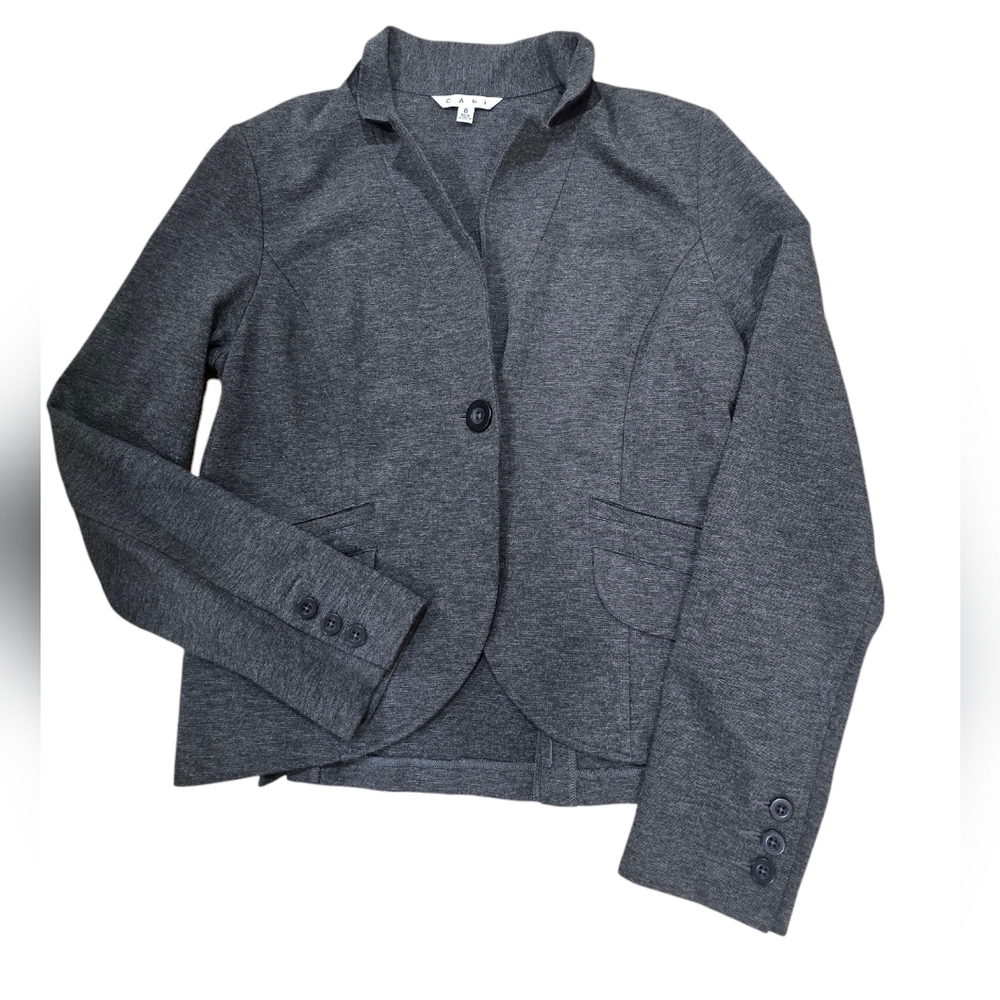 CAbi‎ Ponte Jet Set grey Blazer Size 6